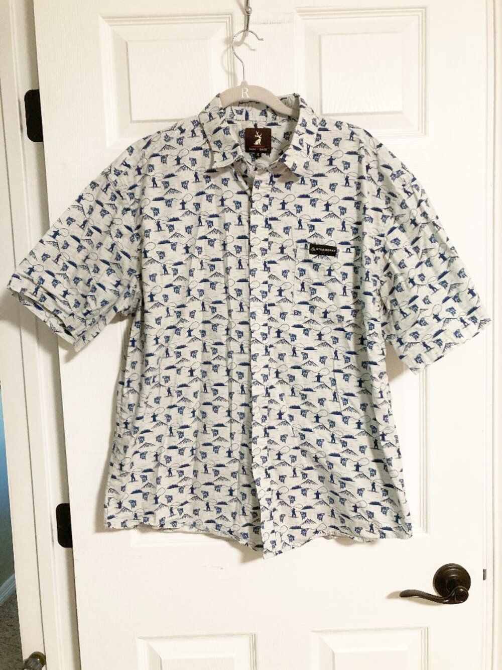 Jack and Sage Wader Camp Shirt Size XL Fly Fishing Mountain Print